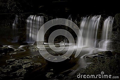 beautiful nightly waterfall Stock Photo