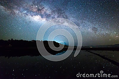 Beautiful nightscape with Starry night and Milky Way Galaxy rising in Kudat Sabah North Borneo. Stock Photo