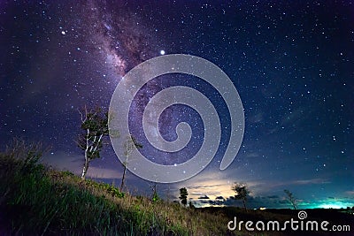 Beautiful nightscape with Starry night and Milky Way Galaxy rising in Kudat Sabah North Borneo. Stock Photo