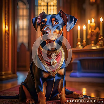 Beautiful noble purebred dog posing in a vintage interior Stock Photo