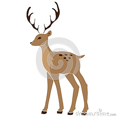 Beautiful noble sketch deer are ruminant mammal in family Cervidae. Side view. hand drawn picture sketchy. Vector Illustration