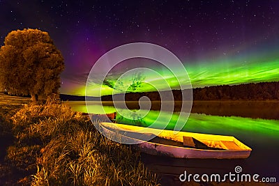 Northern lights in Lithuania Stock Photo