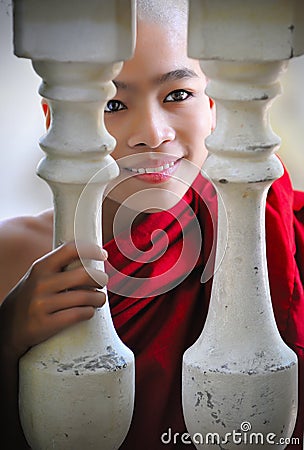 Beautiful novice monk in myanmar,(burma) Editorial Stock Photo