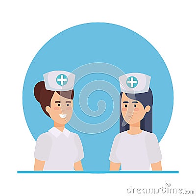 Beautiful nurses medical characters Vector Illustration