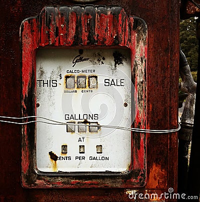 Beautiful old abandoned retro Petrol Pump Editorial Stock Photo