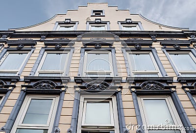 Beautiful old architecture of facades found in the small town Flensburg Stock Photo