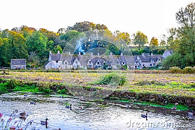 Beautiful old Bibury village, Cotswold, Gloucestershire, England Editorial Stock Photo