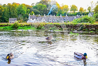 Beautiful old Bibury village, Cotswold, Gloucestershire, England Editorial Stock Photo