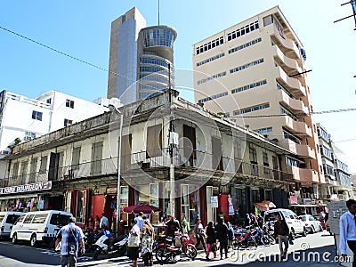 Beautiful old colonial buildings Port Louis Mauritius Editorial Stock Photo