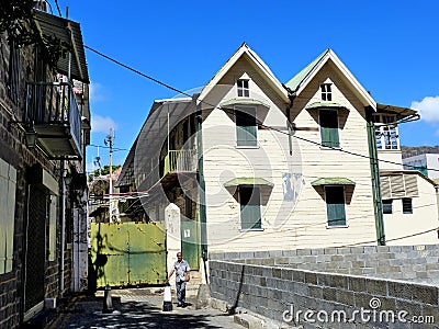 Beautiful old colonial buildings Port Louis Mauritius Editorial Stock Photo