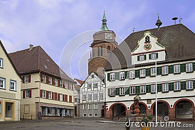 Beautiful old german town or city near Stuttgart. Weil Der Stadt, Germany Editorial Stock Photo