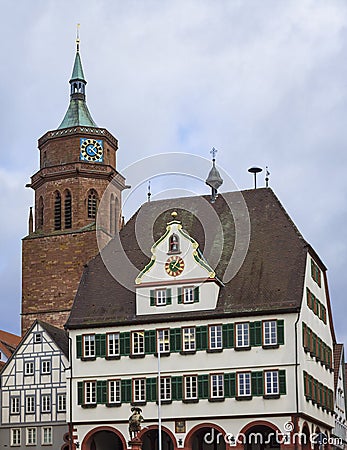 Beautiful old german town or city near Stuttgart. Weil Der Stadt, Germany Editorial Stock Photo