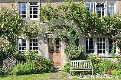 Beautiful Old House and Garden Stock Photo