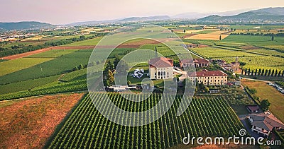 Beautiful old italian castle hosting wedding in the countryside. Editorial Stock Photo