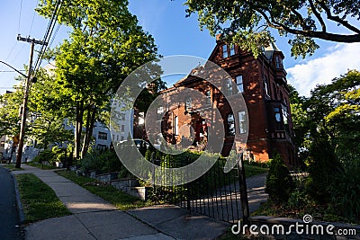 Old Residential Neighborhood Homes in St. George of Staten Island in New York City Editorial Stock Photo