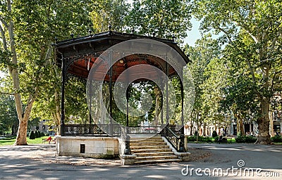 Beautiful old rotunda at Strossmayer Square (park) in Zagreb Editorial Stock Photo