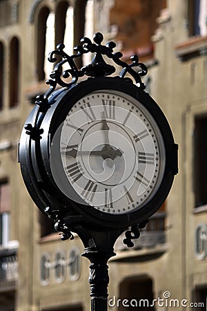 Old Street Clock In Europe.Architecture Element In The Main Square Stock Photo