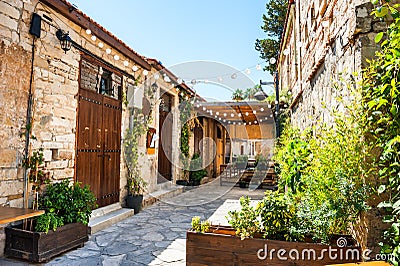 Beautiful old street in Limassol, Cyprus. Stock Photo