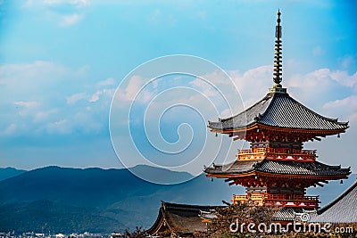 Beautiful old wooden pagoda in Kyoto, Japan Stock Photo