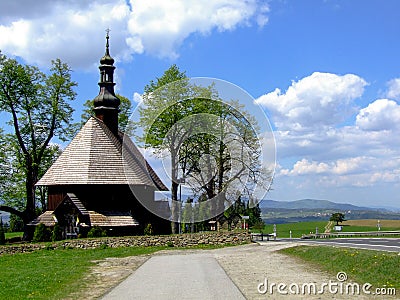 The church of Holy Cross in ChabÃ³wka in Poland. Stock Photo