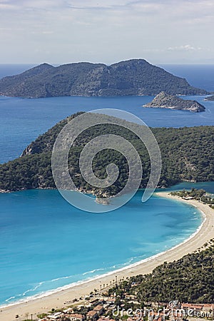 Beautiful oludeniz beach from cliff in mountains near mediterranean sea Editorial Stock Photo
