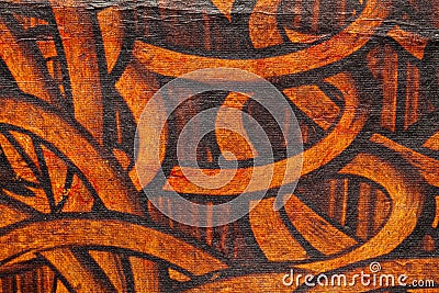 A beautiful orange color handmade paper of abstract curves texture with veins and fibers. Useful for background, 3d rendering. Stock Photo