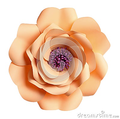 Beautiful orange flower made of paper isolated on white Stock Photo