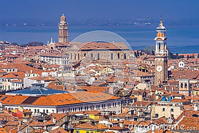 Churches Neighborhoods Roofs Venice Italy Stock Photo