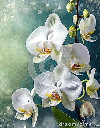 beautiful orchid flowers make a pretty floral background or border Stock Photo