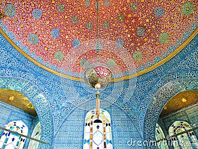 Beautiful oriental design on tiled wall and dome Editorial Stock Photo