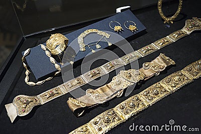 Beautiful Oriental Turkish gold and silver bracelets handmade Stock Photo