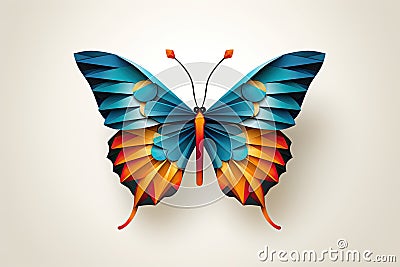 beautiful origami colorful butterfly AI generated Cartoon Illustration
