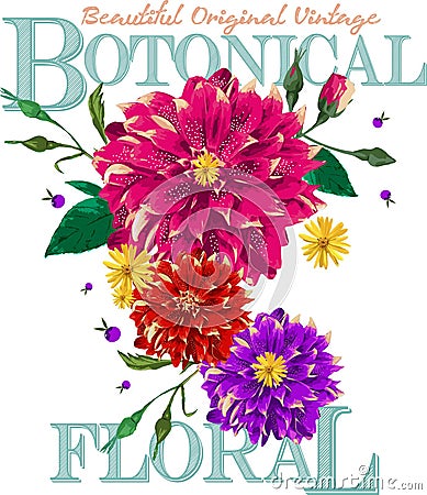 Beautiful original vintage botanical Vector Illustration