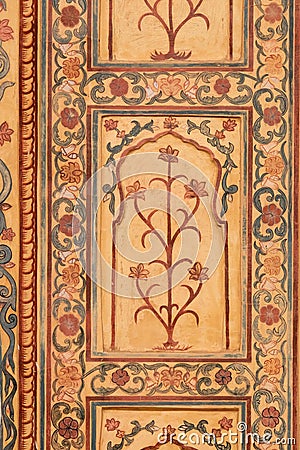Beautiful ornament on wall of palace in Amber Fort in Jaipur Stock Photo