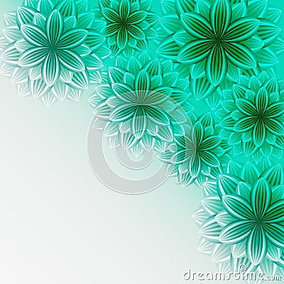 Beautiful ornamental background with green flowers Vector Illustration