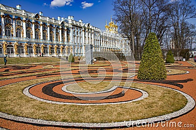 Beautiful ornamental park in the Catherine Palace Editorial Stock Photo