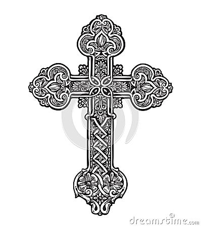 Beautiful ornate cross. Sketch vector illustration Vector Illustration