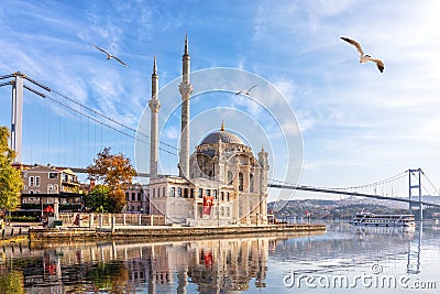 Beautiful Ortakoy Mosque and the Bosporus, Istanbul, Turkey Stock Photo