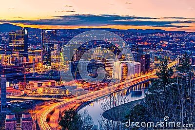 Beautiful Oslo city in the evening Editorial Stock Photo