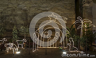 Beautiful outdoor nativity scene in Piazza del Duomo, Pistoia, Tuscany, Italy Stock Photo