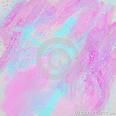 Beautiful overflowing watercolor swirls, ripples, strikes in bright and light blue, pink and purple colors.Fine Lace and Cobweb Stock Photo