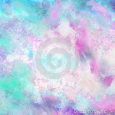 Beautiful overflowing watercolor swirls, ripples, strikes in bright and light blue, pink and purple colors.Fine Lace and Cobweb Stock Photo