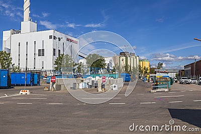 Beautiful overview of waste recycling station. Europe. Sweden. Editorial Stock Photo