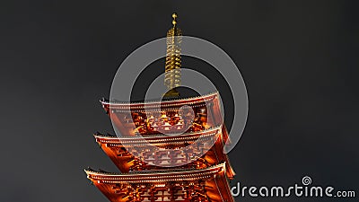 Beautiful Pagoda at Sensoji Asakusa Kannon Temple at night Editorial Stock Photo