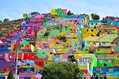 Colorful houses Pachuca Mexico Stock Photo