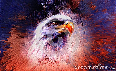 Beautiful painting of eagle on an abstract background,color with Stock Photo