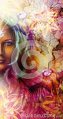 Beautiful Painting Goddess Woman with ornamental Stock Photo