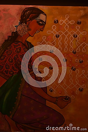 The beautiful painting in India Editorial Stock Photo