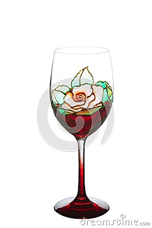 Beautiful painting stained glass of wine glass Stock Photo