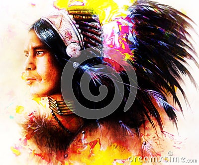 Beautiful painting of a young indian warrior Stock Photo